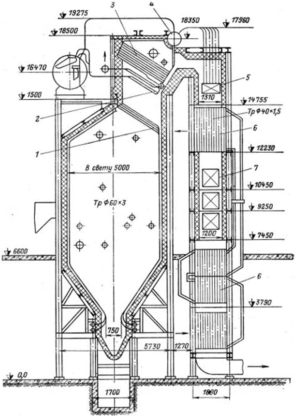 Котельный агрегат ГМ-50-14/250 с топкой для газа и мазута Котельный агрегат с топкой для газа и мазута